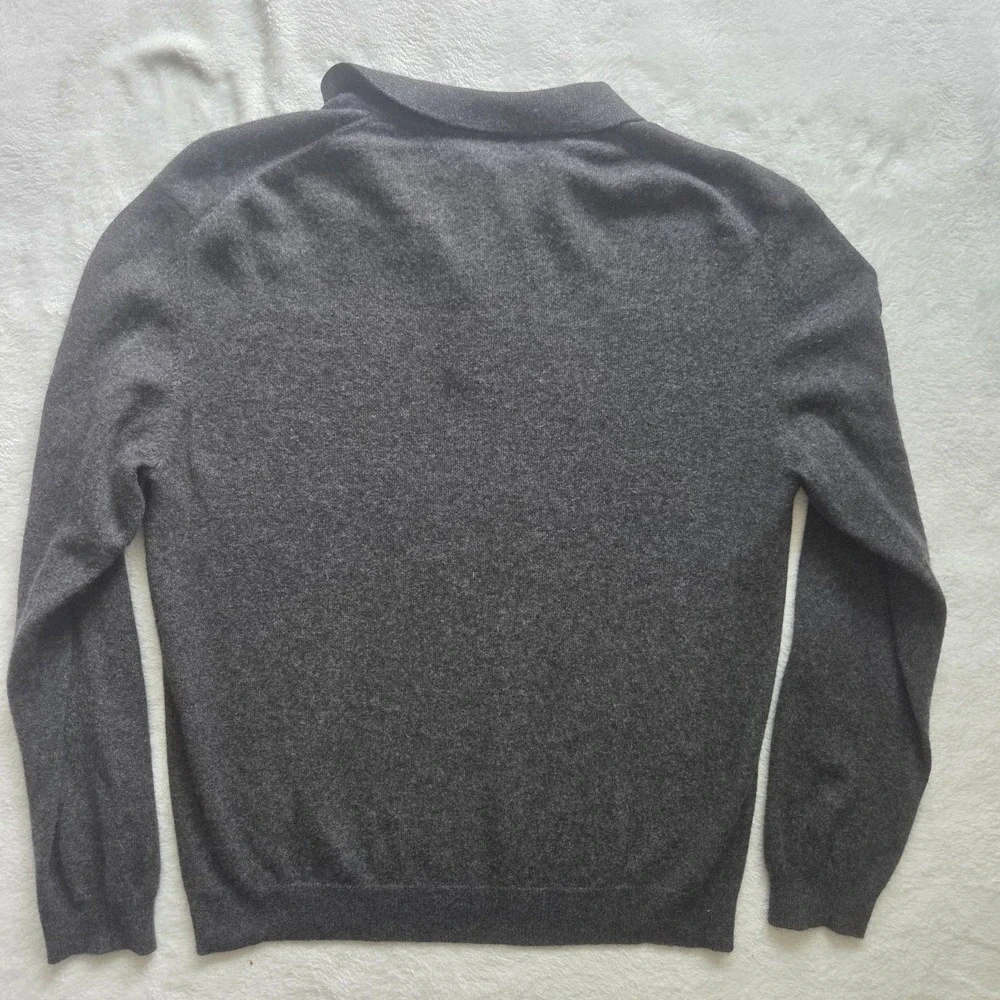 Glen Royal 100% Fine Cashmere Charcoal Grey Collared Button Sweater Mens Large
